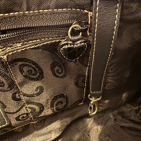 Brighton Pebbled Leather Purse Shoulder Bag Black Braided Heart Classic Boho Y2K - Picture 15 of 17